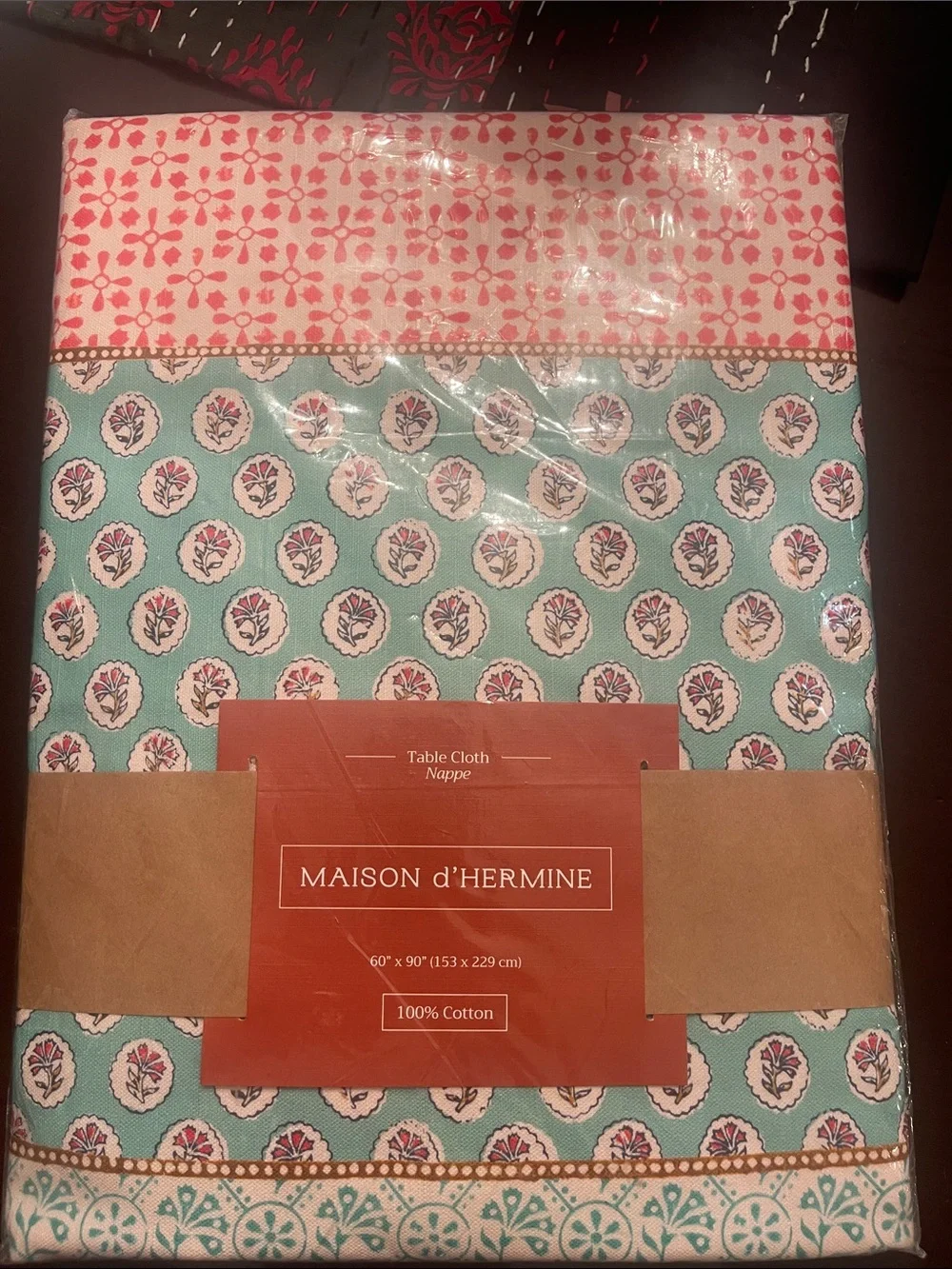 Maison d' Hermine Table Cloth Rectangle Table 100% Cotton 60 x 90 Inches nwt